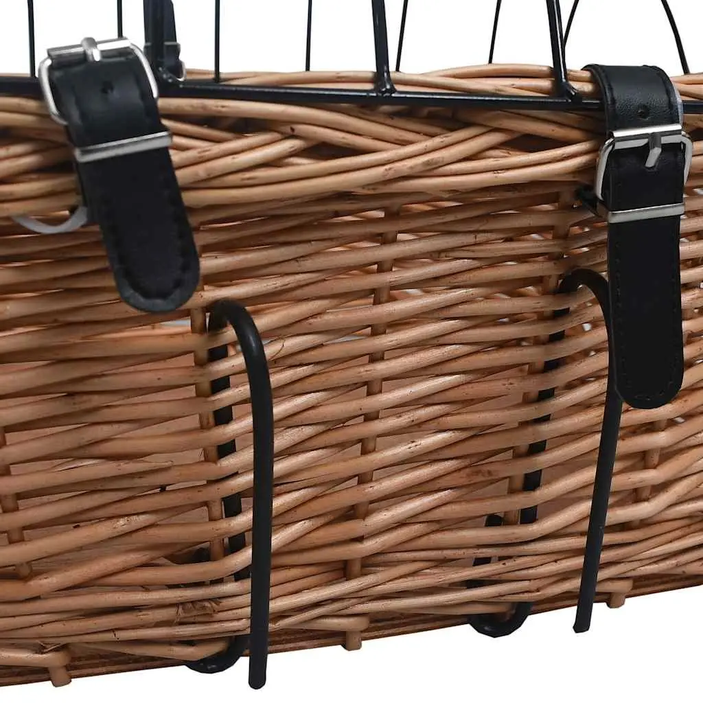 Bicycle Front Basket Brown Natural Willow Size 50 x 45 x 35 cm with Iron Cover