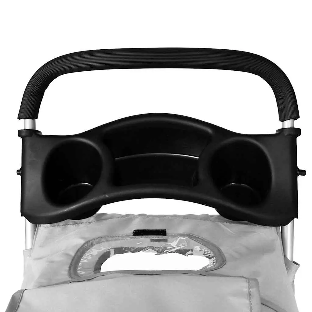 Pet Stroller Grey Lightweight Folding Travel Carrier with Protective Compartment and Storage Basket