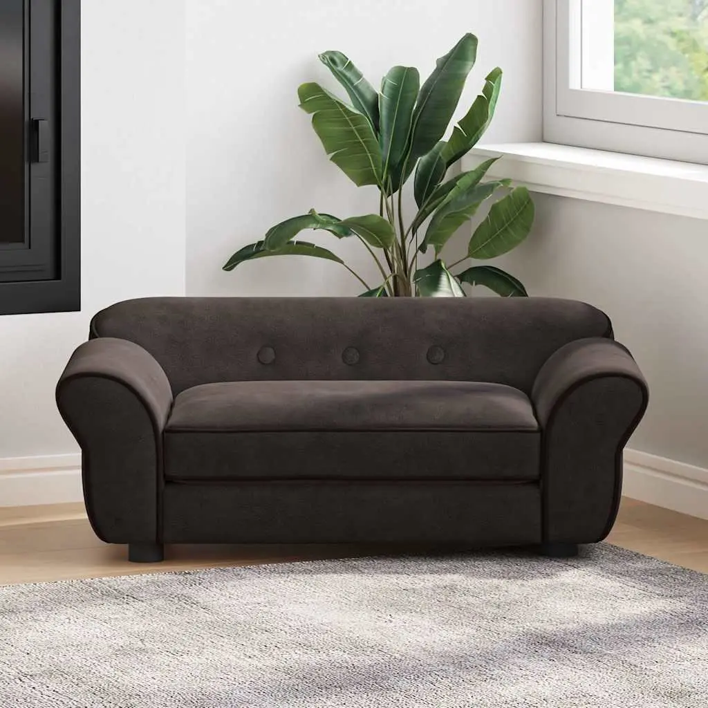 Dog Sofa Brown Small Plush Cushion Furniture