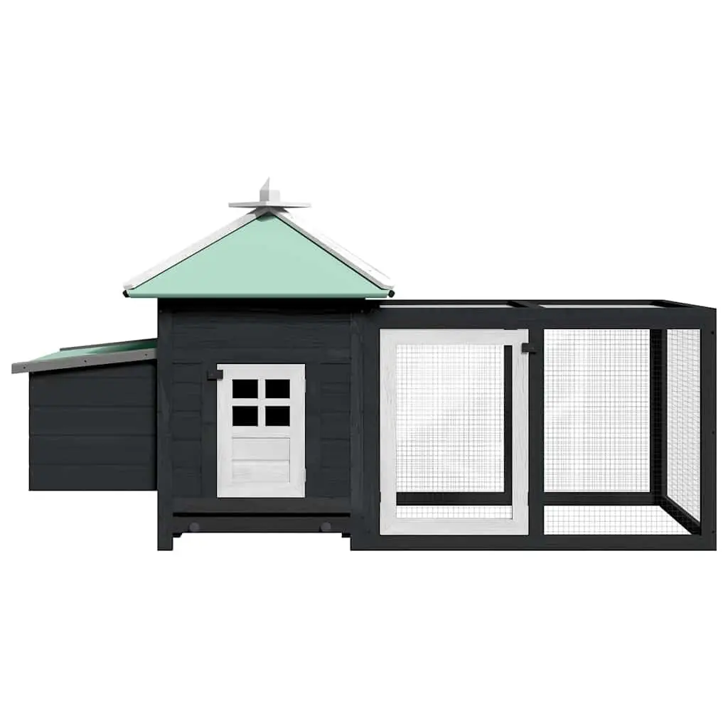 Wooden Chicken Coop Grey Large Run Poultry Cage with Nesting Box and Galvanised Steel Wire Mesh