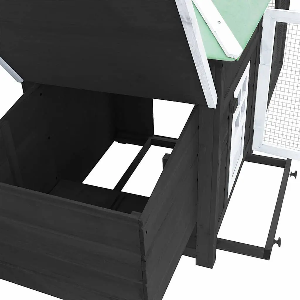 Wooden Chicken Coop Grey Large Run Poultry Cage with Nesting Box and Galvanised Steel Wire Mesh
