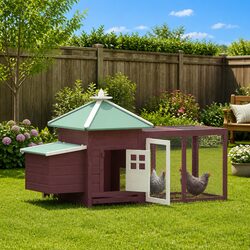 Chicken Coop Nest Box Solid Fir Wood Brown Large Run Poultry Hen House