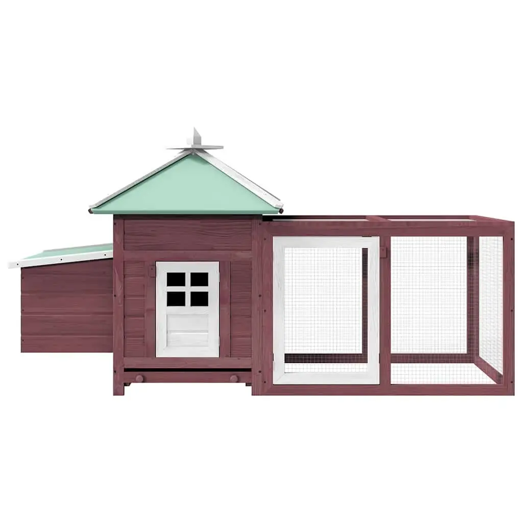 Chicken Coop Brown Large Solid Fir Wood Run Poultry Hen House with Nest Box