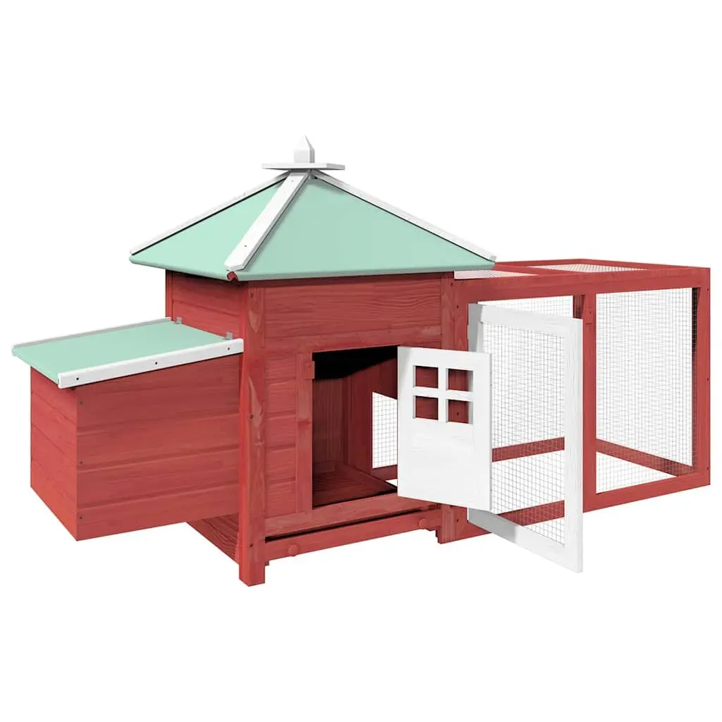 Wooden Chicken Coop Red 190x72x102cm Nesting Box with Openable Roof and Spacious Run Area