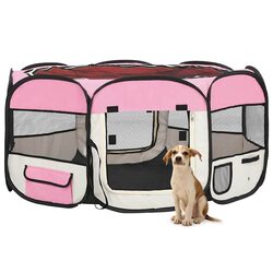 Compact and Reliable Pink Dog Playpen