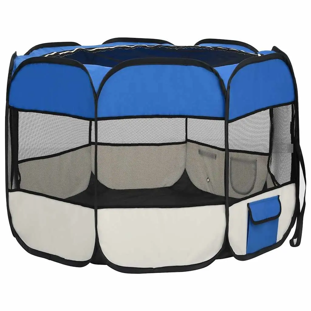 Foldable Dog Playpen 90x90x58cm in Blue
