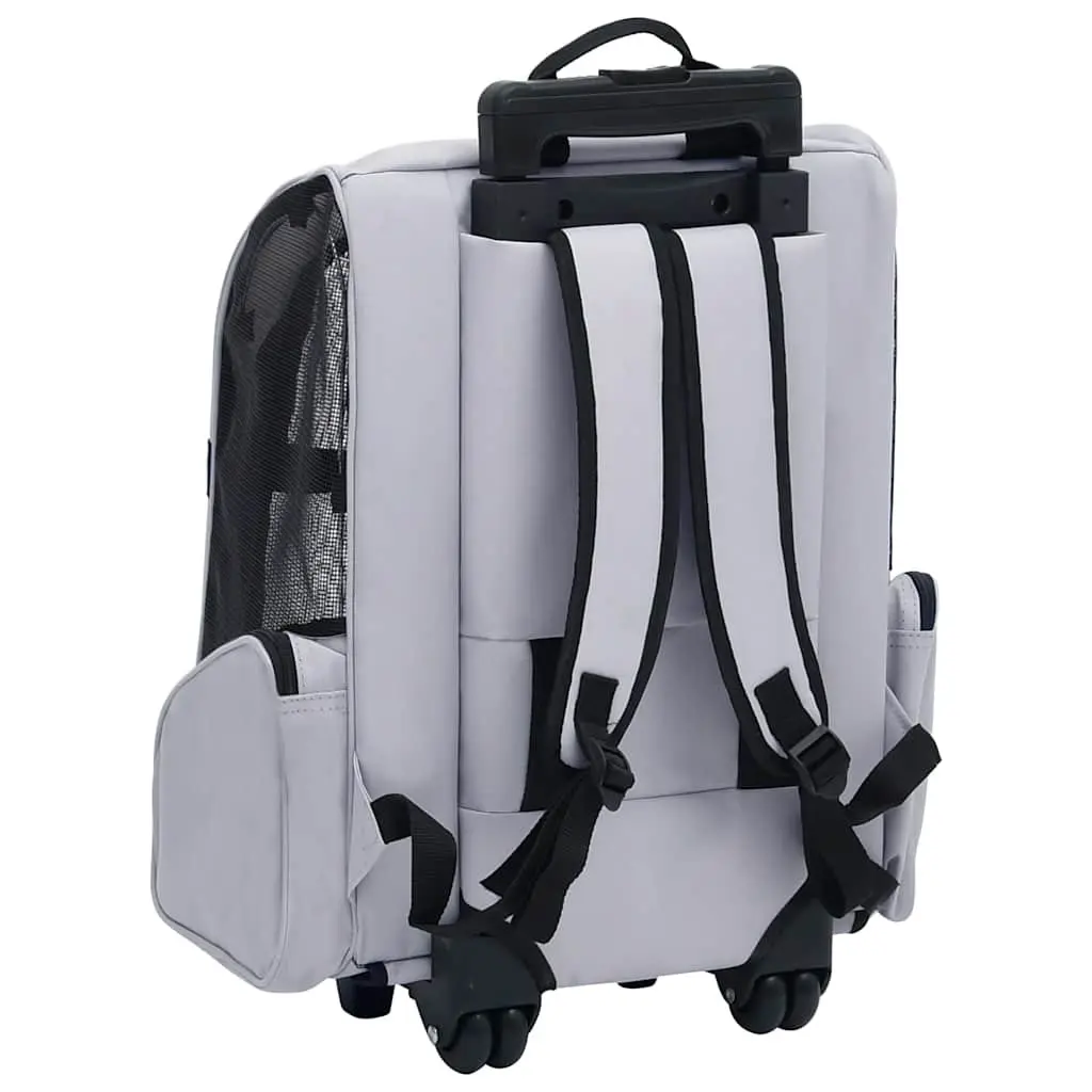 Foldable Pet Trolley Grey Multipurpose Carrier Backpack Handbag for Small Dogs Cats