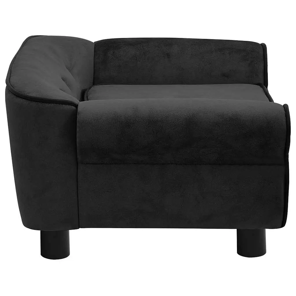 Dog Sofa Bed Black Plush Cushion Washable Small Size