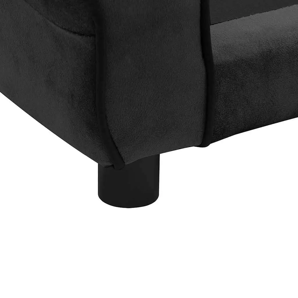 Dog Sofa Bed Black Plush Cushion Washable Small Size