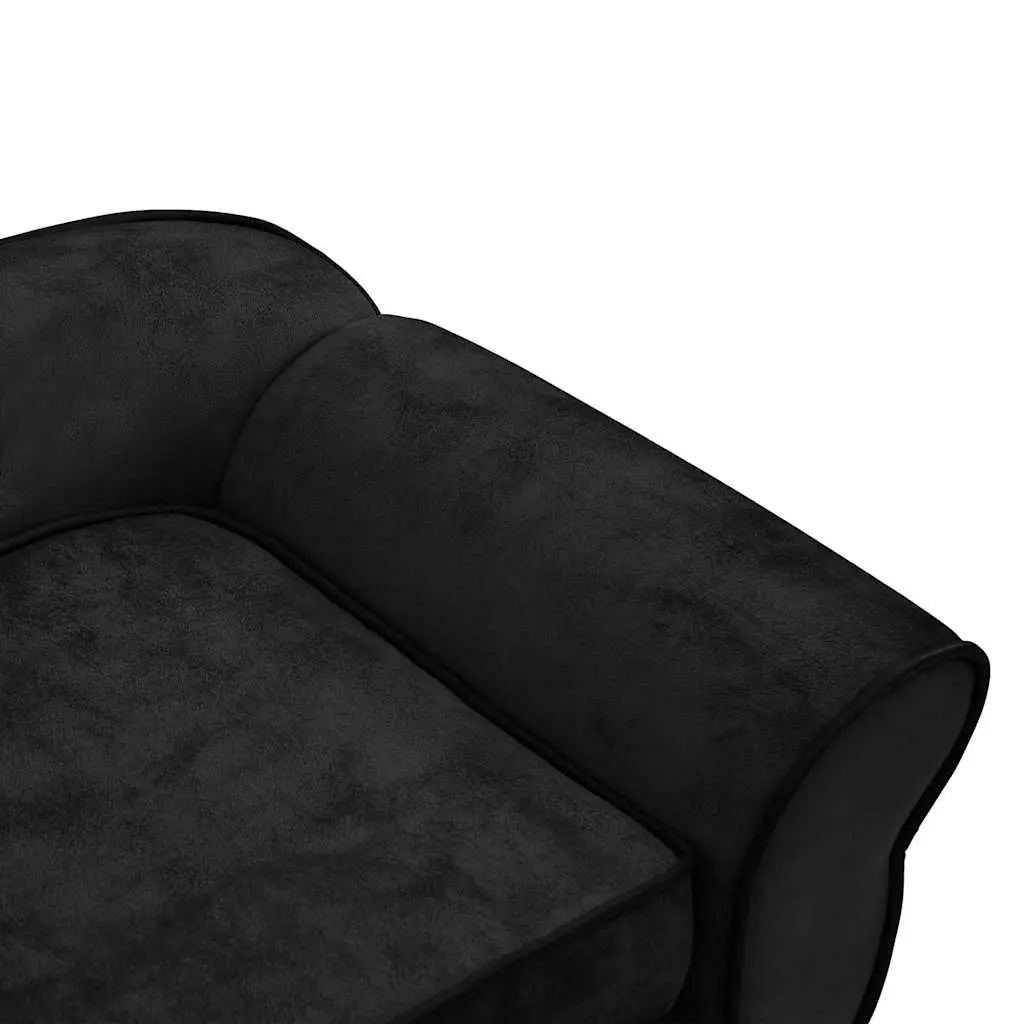 Dog Sofa Bed Black Plush Cushion Washable Small Size