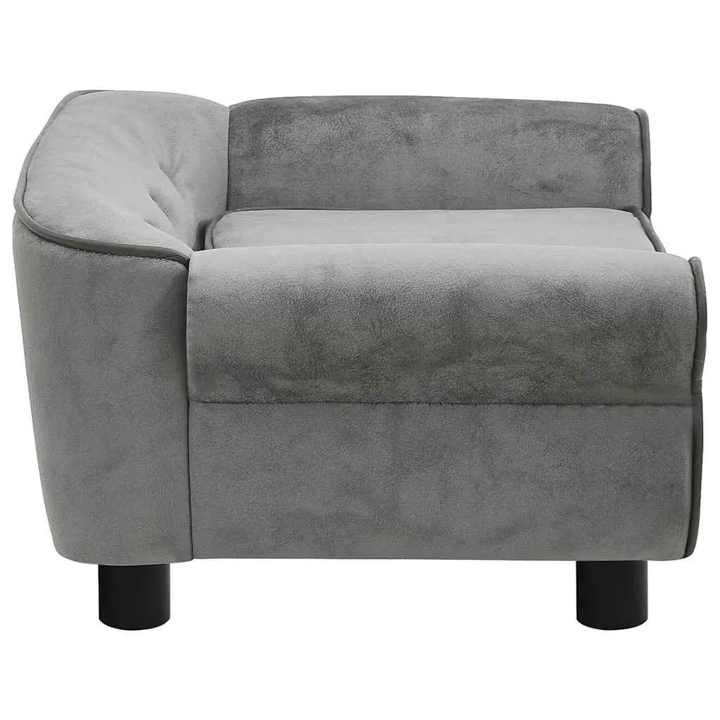 Dog Sofa Grey Small Plush Cushion Wooden Frame