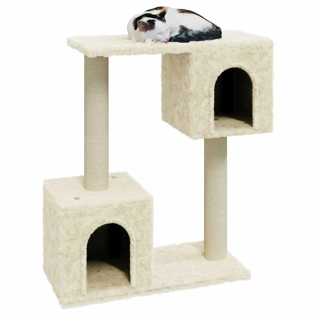 Cat Tree Cream 60cm Multi-Level Scratching Posts Climbing Perch House Platform Rest