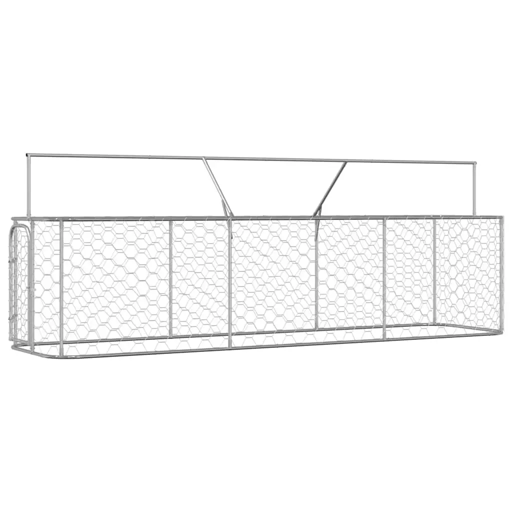 Dog Kennel Silver 400x100x150cm Sturdy Steel Construction with Water-Resistant Roof and Mesh Walls for Ventilation and Security