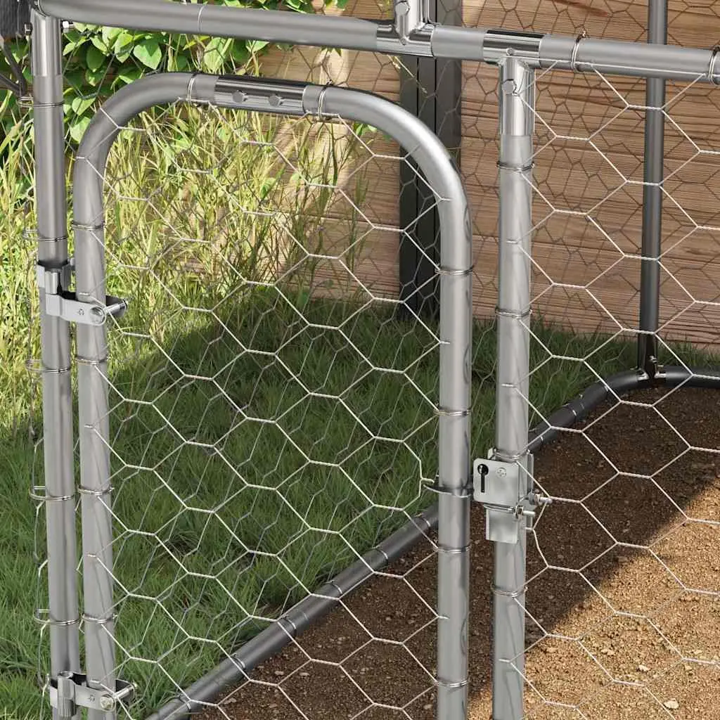 Dog Kennel Silver Large Sturdy Steel Mesh Roof Enclosure