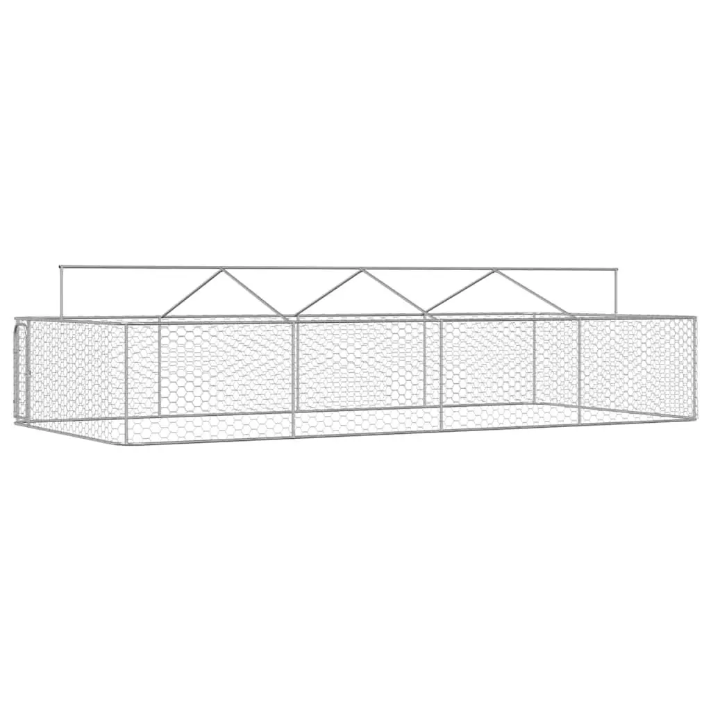 Dog Kennel Silver Large Sturdy Steel Mesh Roof Enclosure
