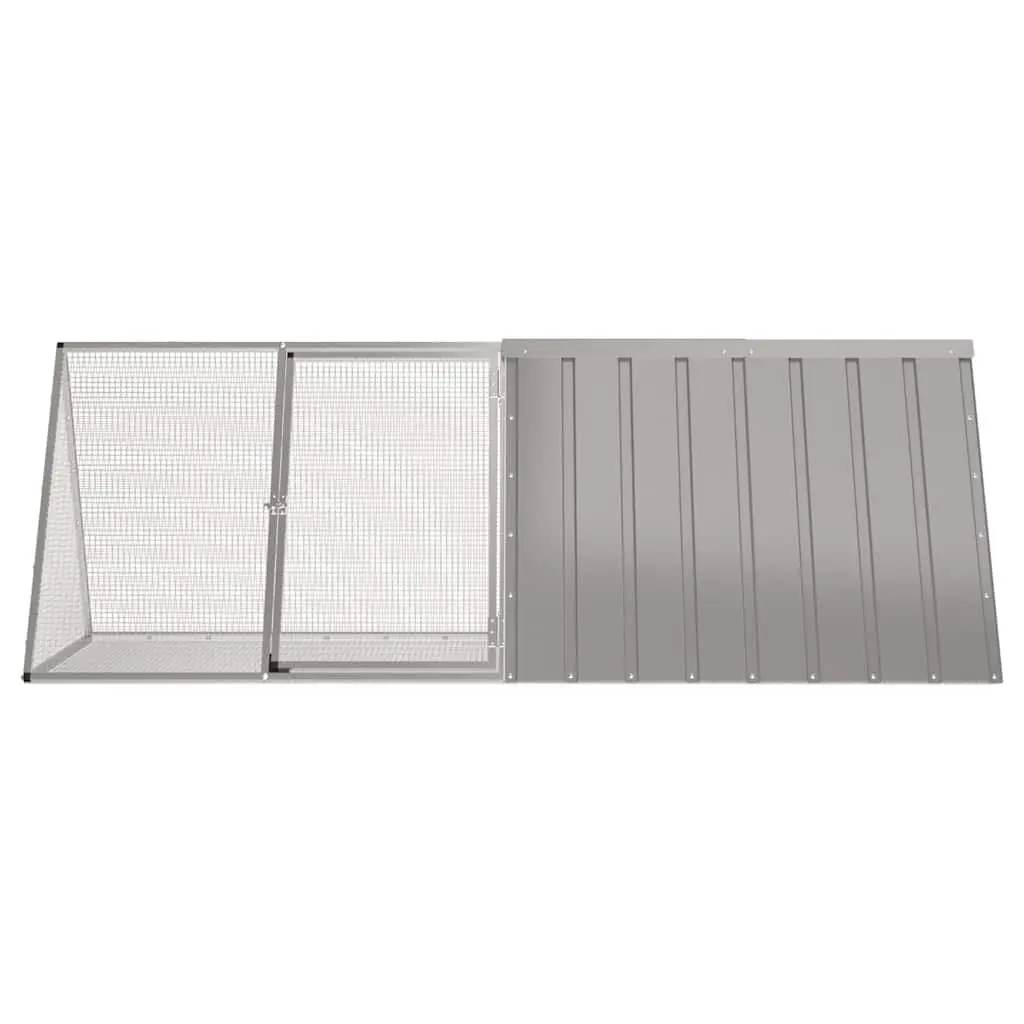 Rabbit Cage Grey Galvanised Steel Outdoor Hutch Small Animal Enclosure