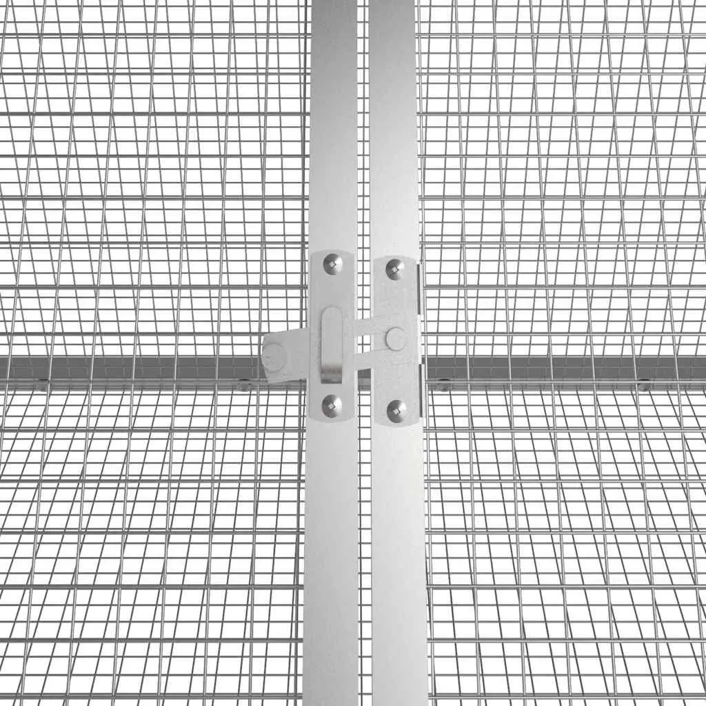 Rabbit Cage Grey Galvanised Steel Outdoor Hutch Small Animal Enclosure