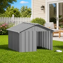 Outdoor Dog House with Steel Protection in Grey
