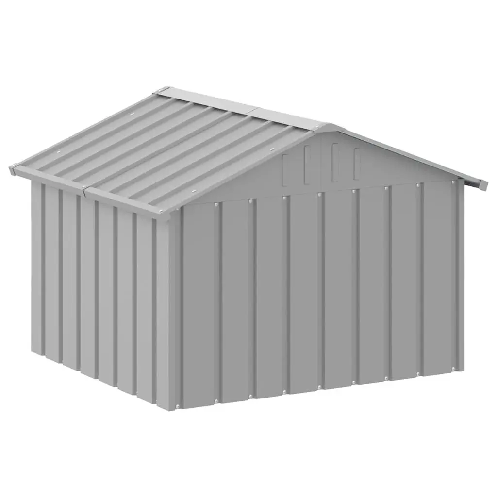 Dog Kennel Grey Galvanised Steel Outdoor Shelter Weather Resistant