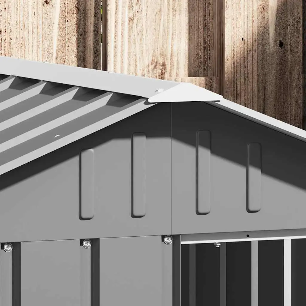 Dog Kennel Grey Galvanised Steel Outdoor Shelter Weather Protection
