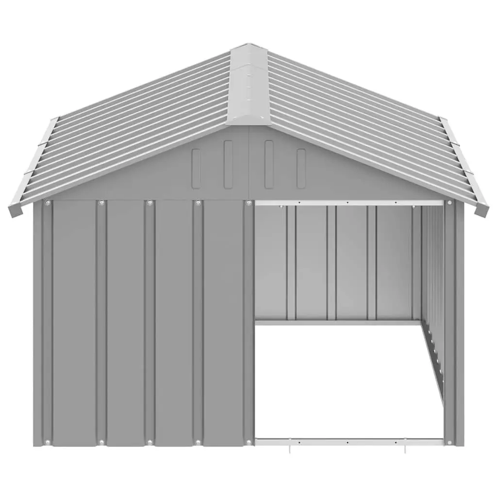 Dog Kennel Grey Galvanised Steel Outdoor Shelter Weather Protection