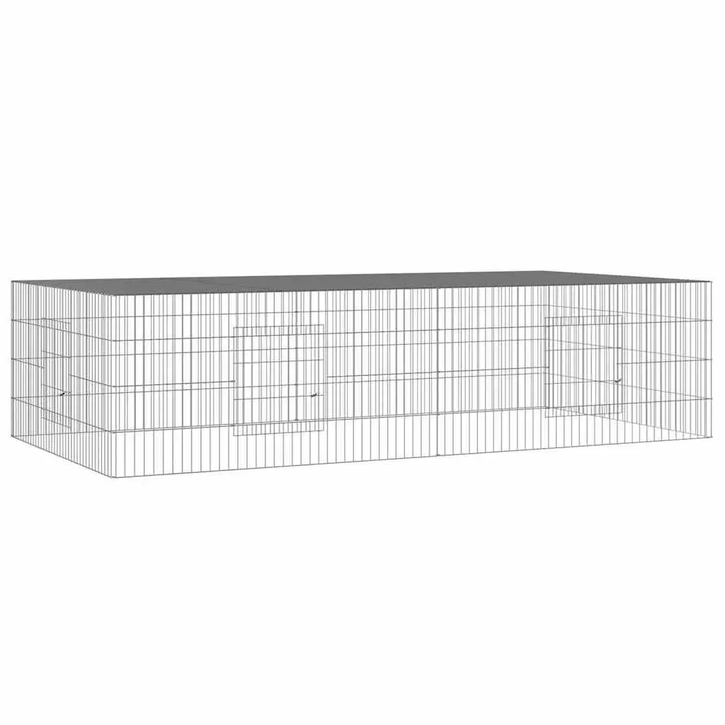 Rabbit Cage Silver 2-Panel Small Animal Hutch Playpen Run Pet Housing Enclosure