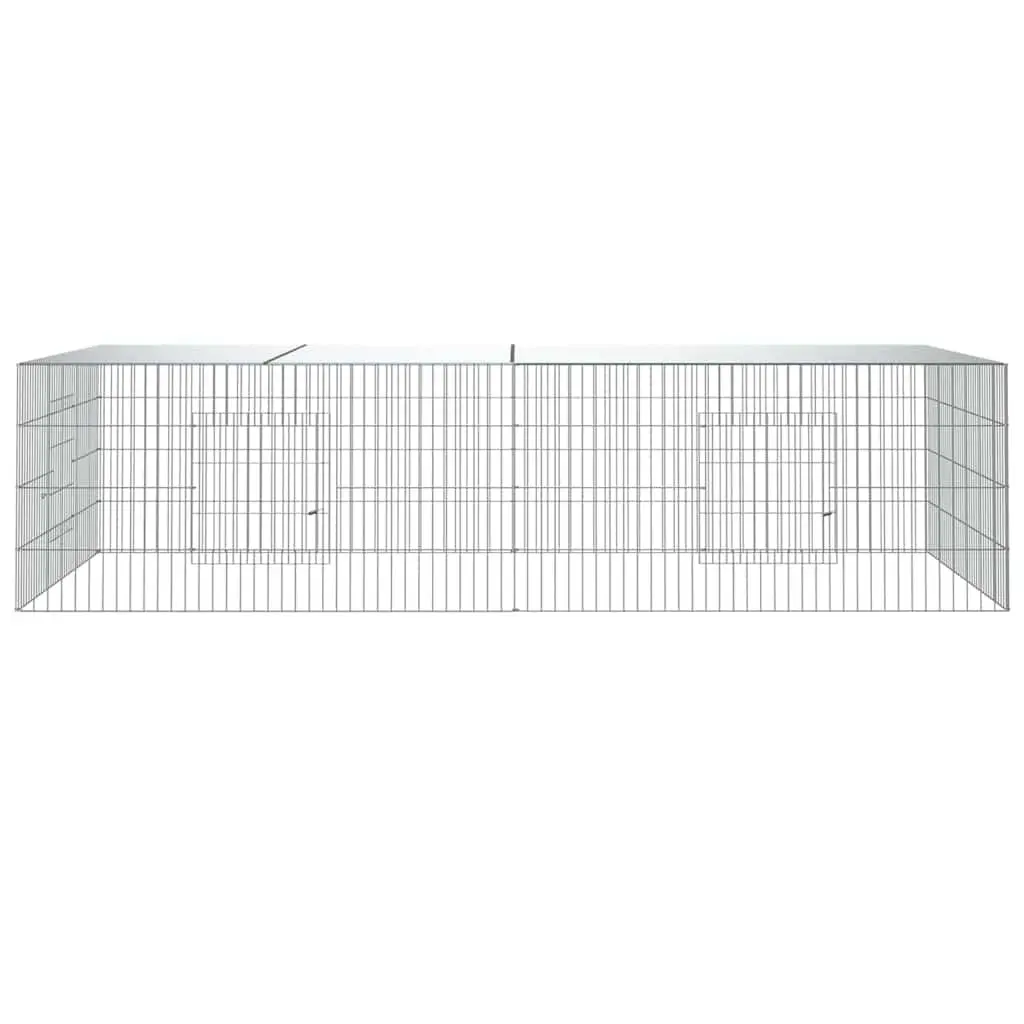 Rabbit Cage Silver 2-Panel Small Animal Hutch Playpen Run Pet Housing Enclosure