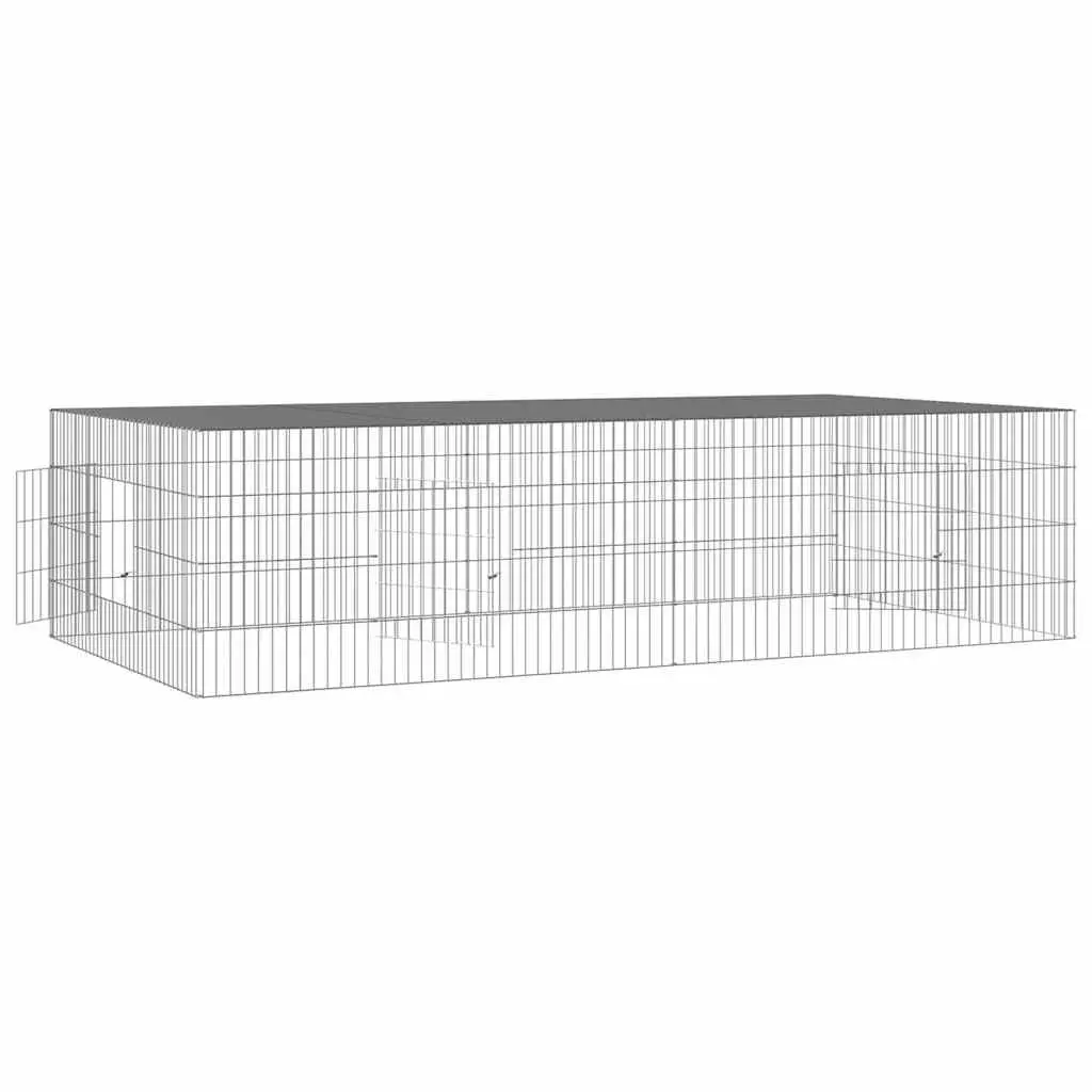 Rabbit Cage Silver 2-Panel Small Animal Hutch Playpen Run Pet Housing Enclosure