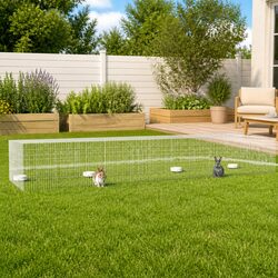 4-Panel Rabbit Cage Small Animal Hutch Run Playpen Galvanised Iron Silver 433cm