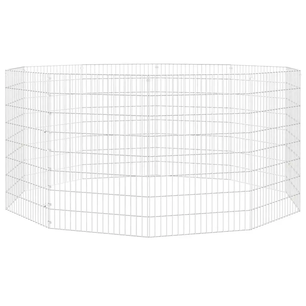 Small Animal Enclosure Silver 10-Panel Durable Construction Flexible Assembly