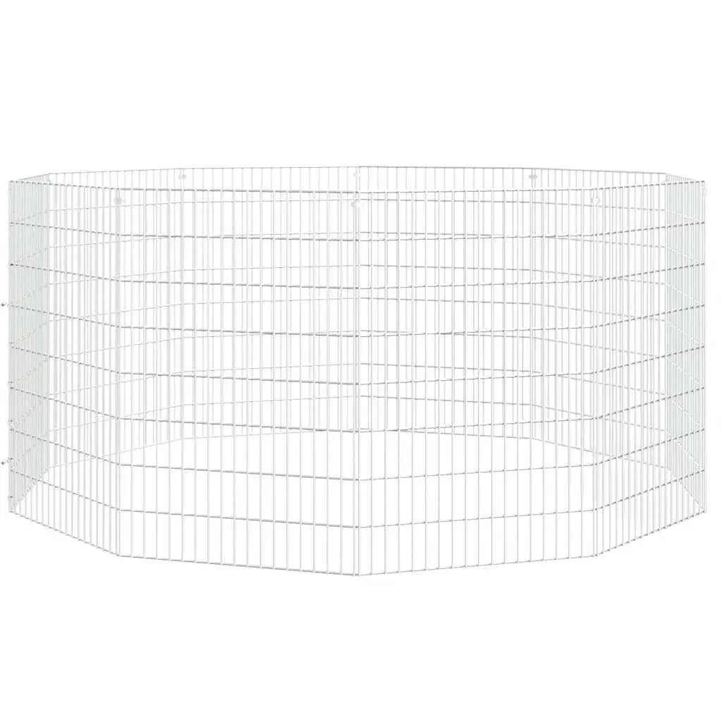 Small Animal Enclosure Silver 10-Panel Durable Construction Flexible Assembly