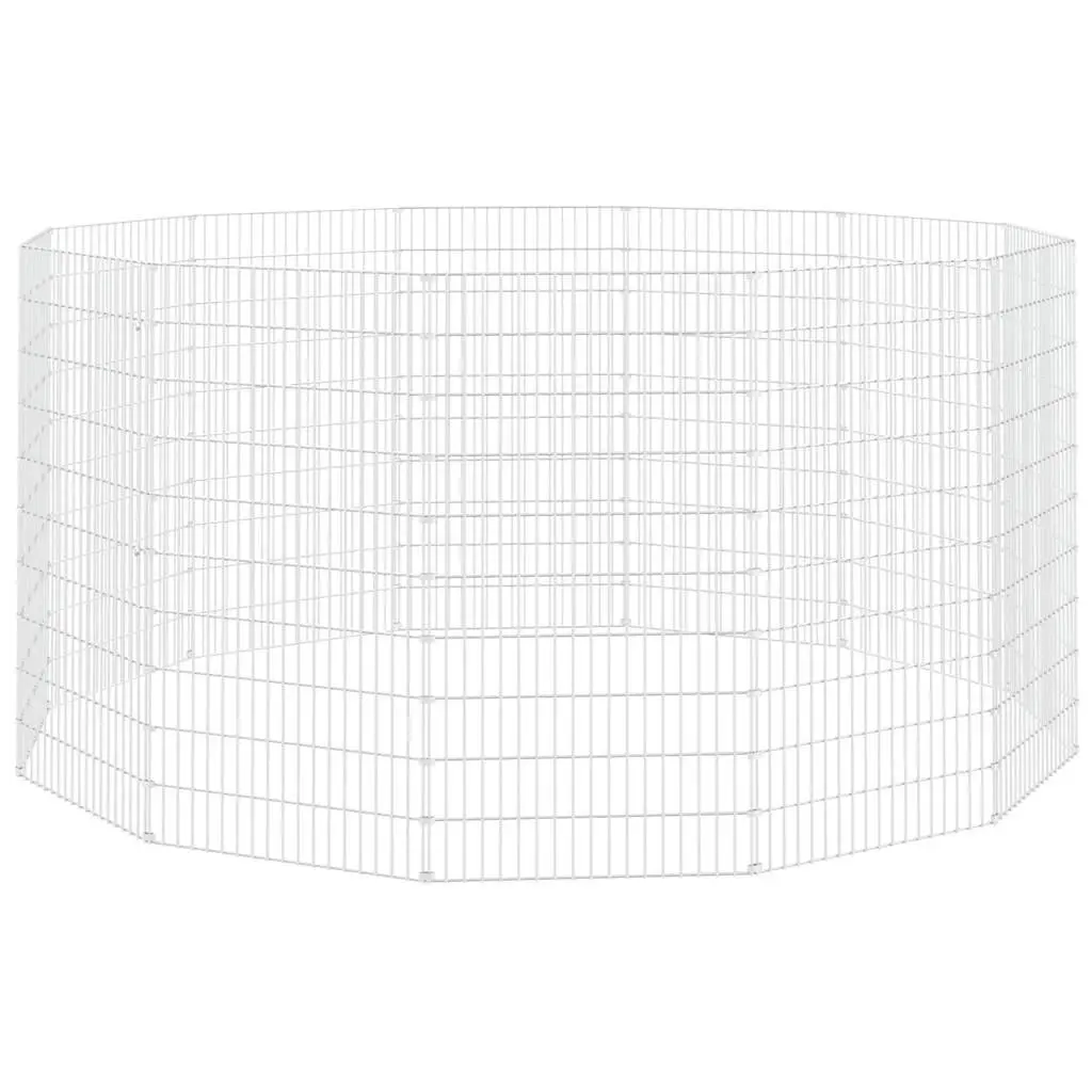 Small Animal Enclosure Silver 12 Panel Galvanised Iron Pet Run Playpen Exercise Cage