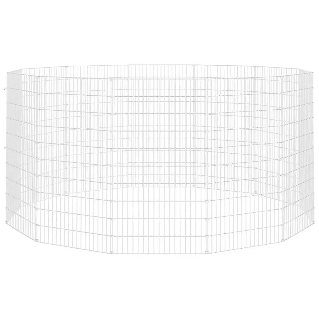 Small Animal Enclosure Silver 12 Panel Galvanised Iron Pet Run Playpen Exercise Cage