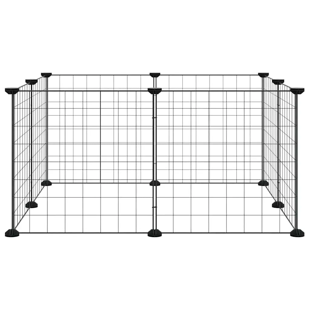 8 Panel Pet Cage Black Steel Small Animal Exercise Enclosure