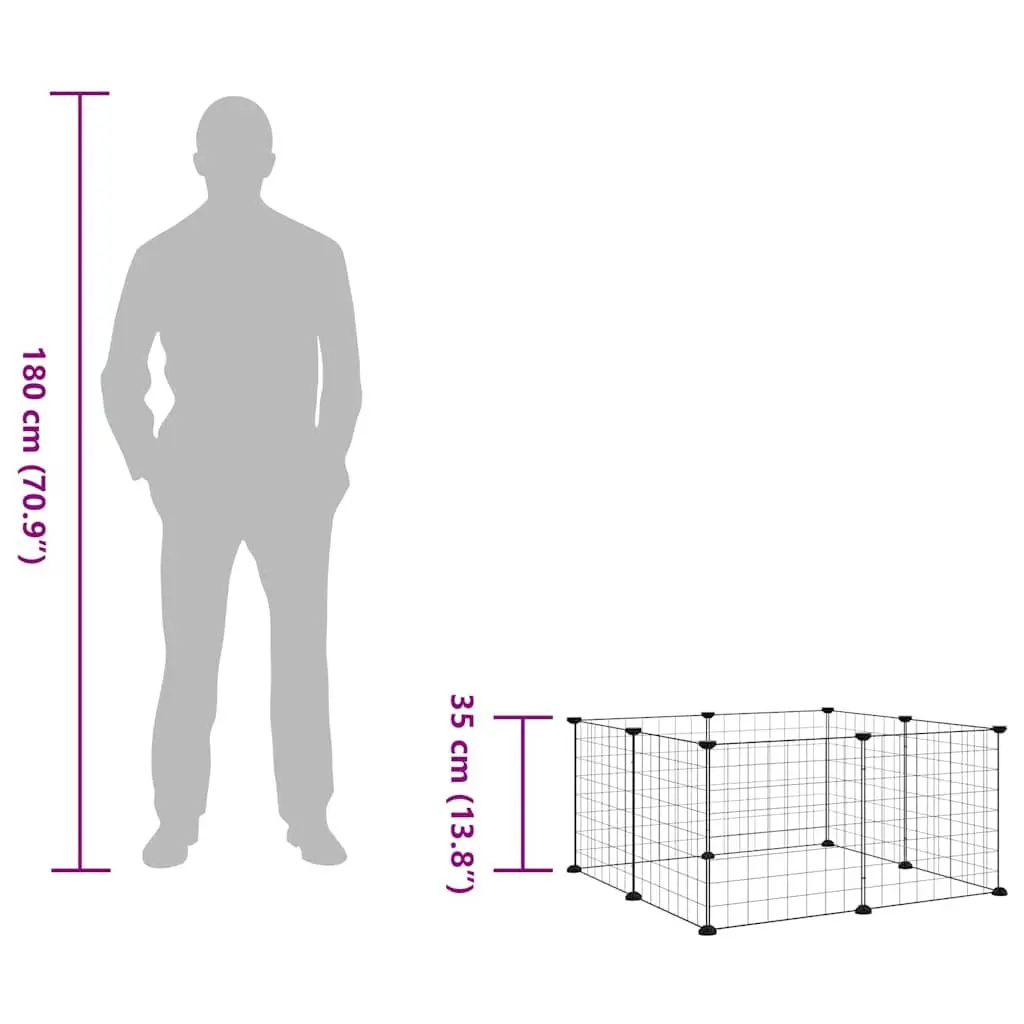 8 Panel Pet Cage Black Steel Small Animal Exercise Enclosure