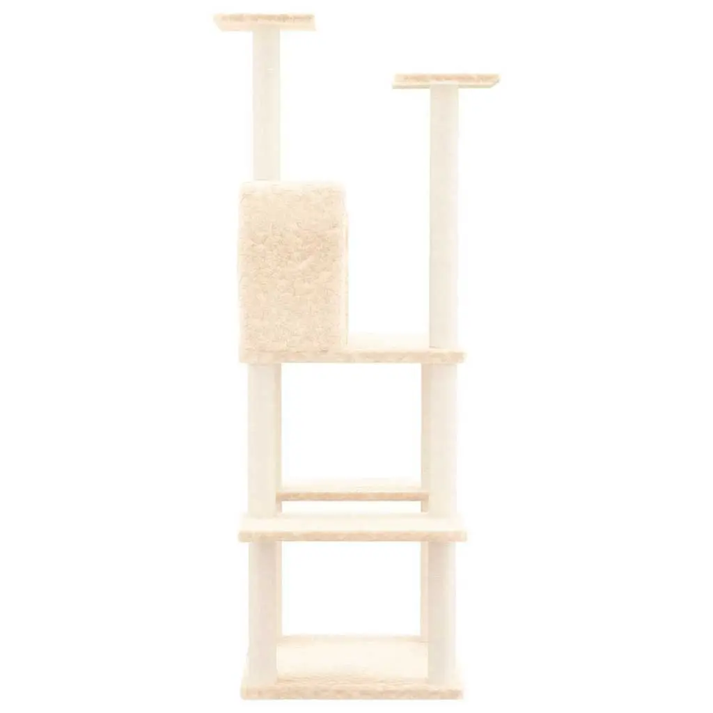 Cat Tree Cream 144.5cm Multi-Level with Sisal Scratching Posts