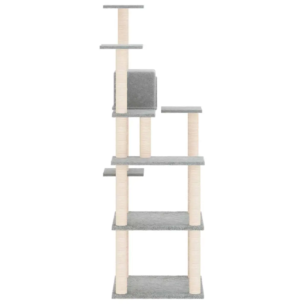 Cat Tree Tower Light Grey 153cm Multi-Level with Sisal Scratching Posts