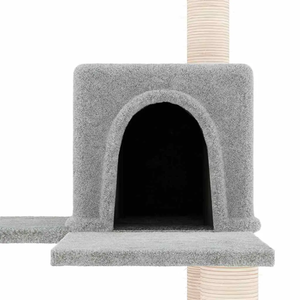 Cat Tree Tower Light Grey 153cm Multi-Level with Sisal Scratching Posts