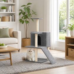 Efficient Cat Tree - Versatile and Grey at 109cm