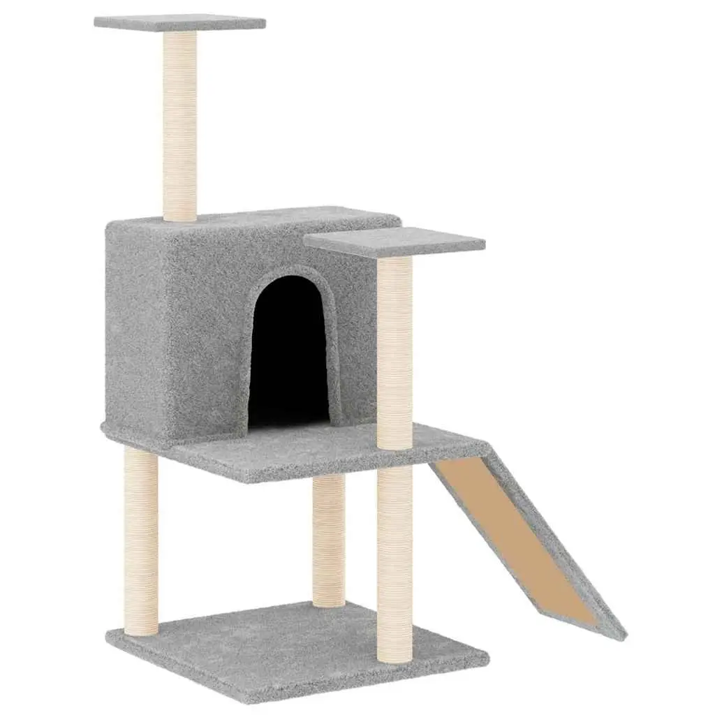 Cat Tree Grey 109cm Multi-Level with Sisal Scratching Posts House Ladder Platforms