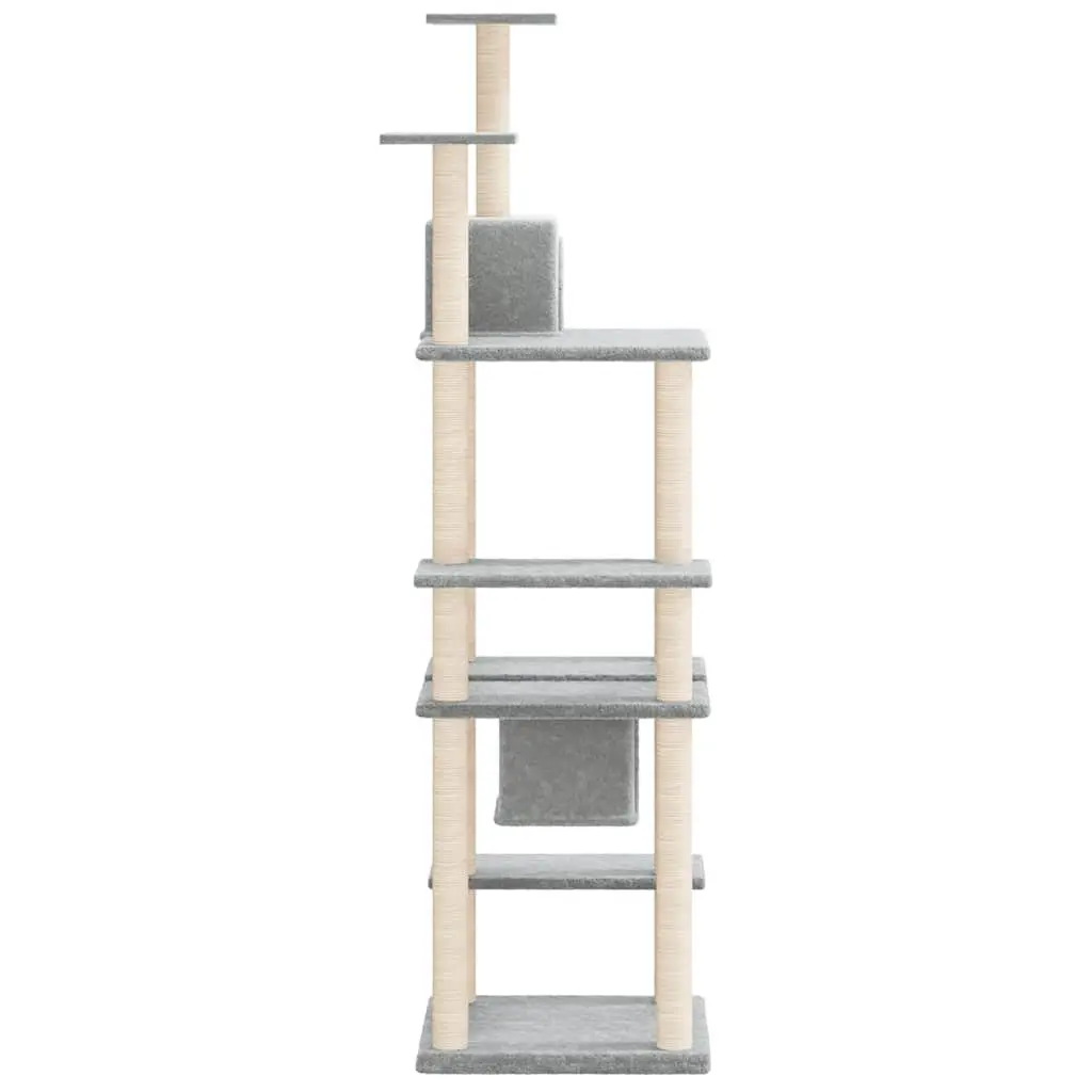 Cat Tree Grey 176cm Multi-Level Houses Platforms Sisal Scratching Posts
