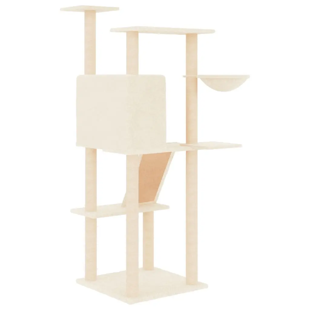 Cat Tree Cream Multi-Level Furniture House Basket Ladder Platforms Sisal Posts