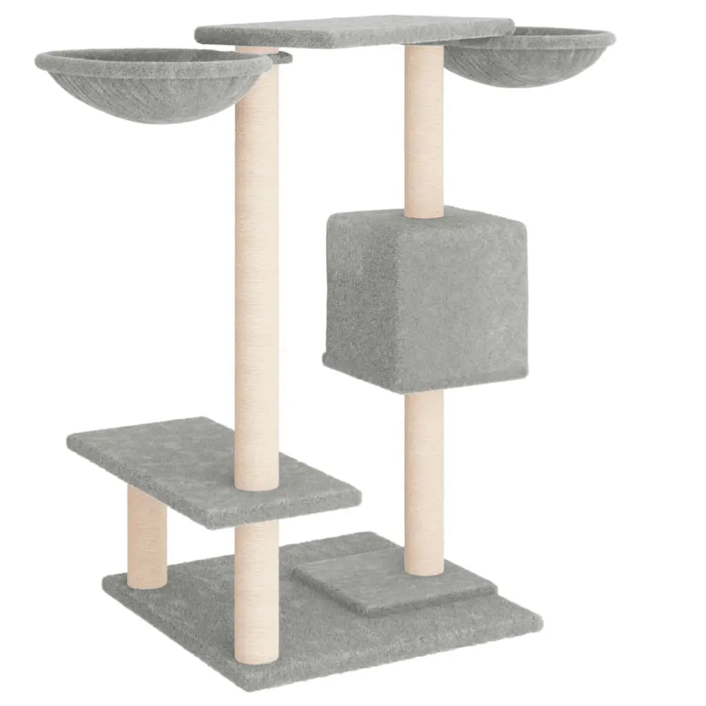 Cat Tree Grey 82cm Multi-Level with Scratching Posts Baskets House