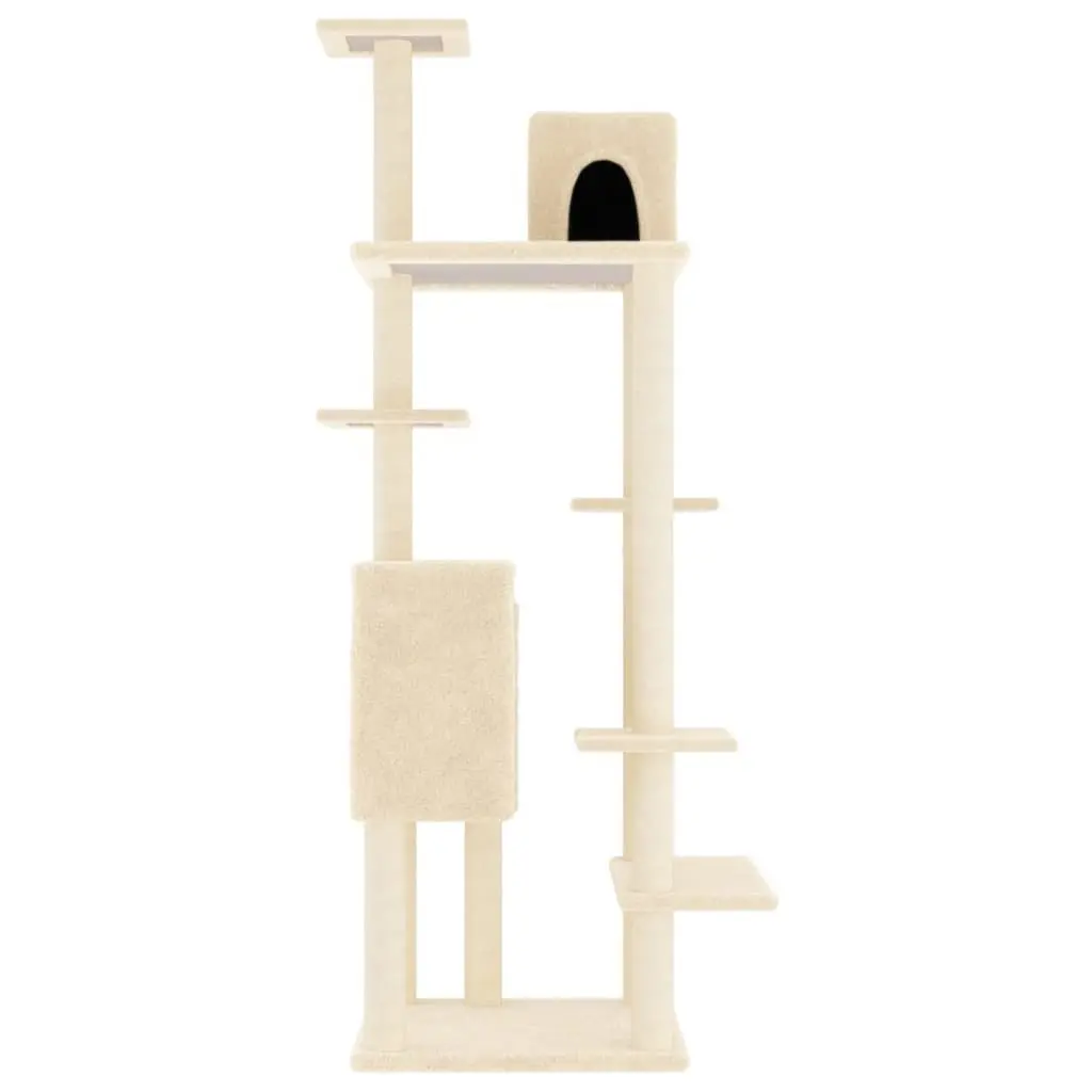 Cat Tree Cream 154cm Multi-Level with Sisal Scratching Posts and Platforms
