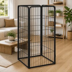 Dog Playpen 4 Panels Black 50x100 cm Exercise Enclosure Portable Pet Pen Run
