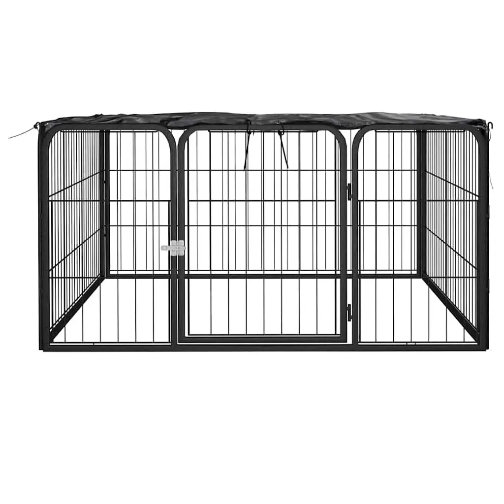 Dog Playpen Black 100x50 cm 4 Panels Portable Heavy-duty Exercise Enclosure