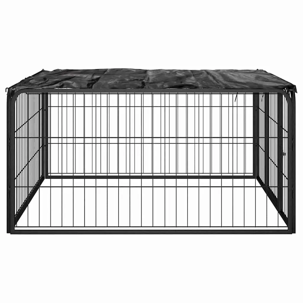 Dog Playpen Black 100x50 cm 4 Panels Portable Heavy-duty Exercise Enclosure