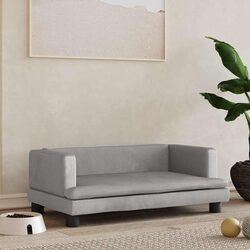 Light Grey Dog Bed 80x45x30cm, Soft Velvet and Foam
