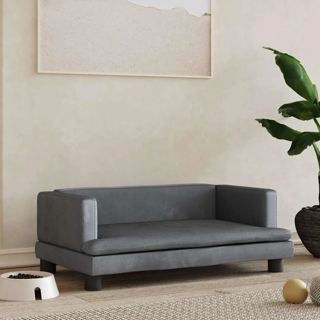 Dog Bed Grey 80x45x30cm Velvet Foam Cushion Pet Sofa Couch