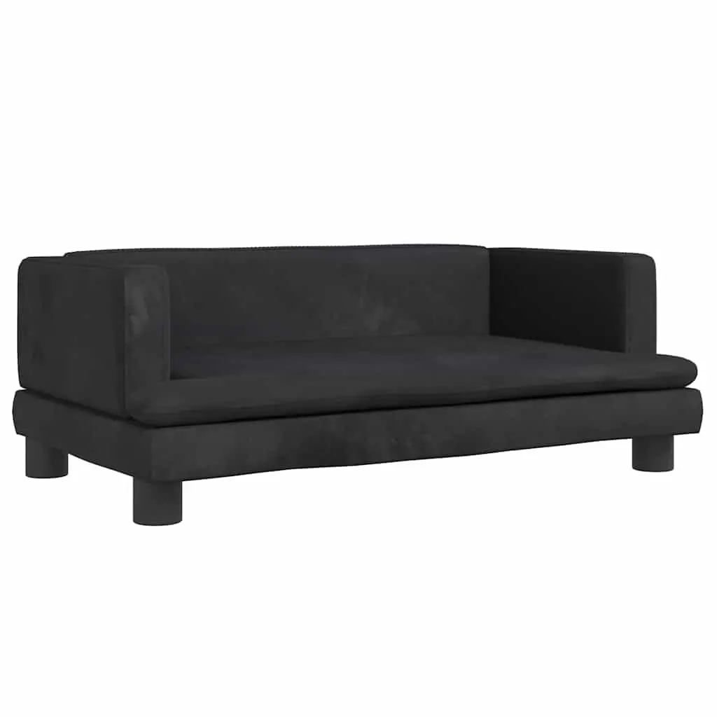 Dog Bed Black 80x45x30 cm Velvet Padded Foam Indoor Pet Sofa Couch
